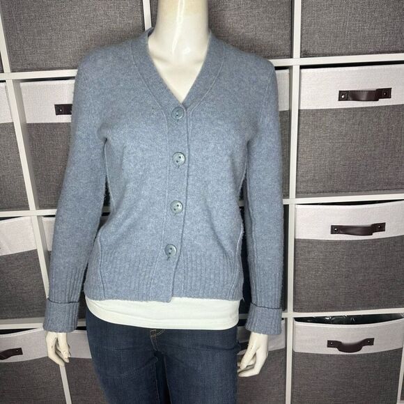 ALLSAINTS Rufa Wool Blend Cardigan In Blue Smoke Size XS - Picture 2 of 13